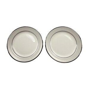 Pickard China Bread Plates Platinum Trim 6" Pearlized White Band  Hand Decorated